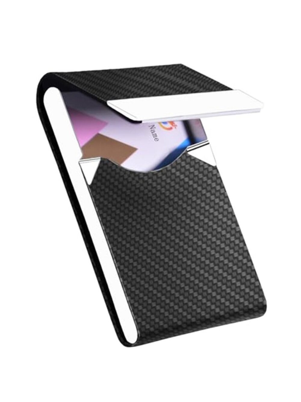 Card Holder PU Leather and Metal Card Case Black